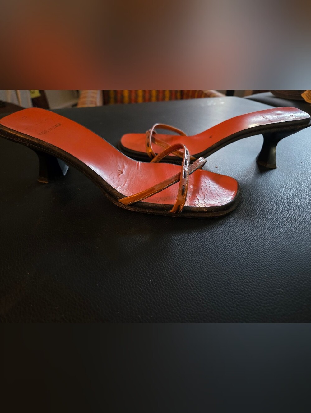 Women's Vintage Made Italy Tano Strappy Kitten Heel Sandals - Orange